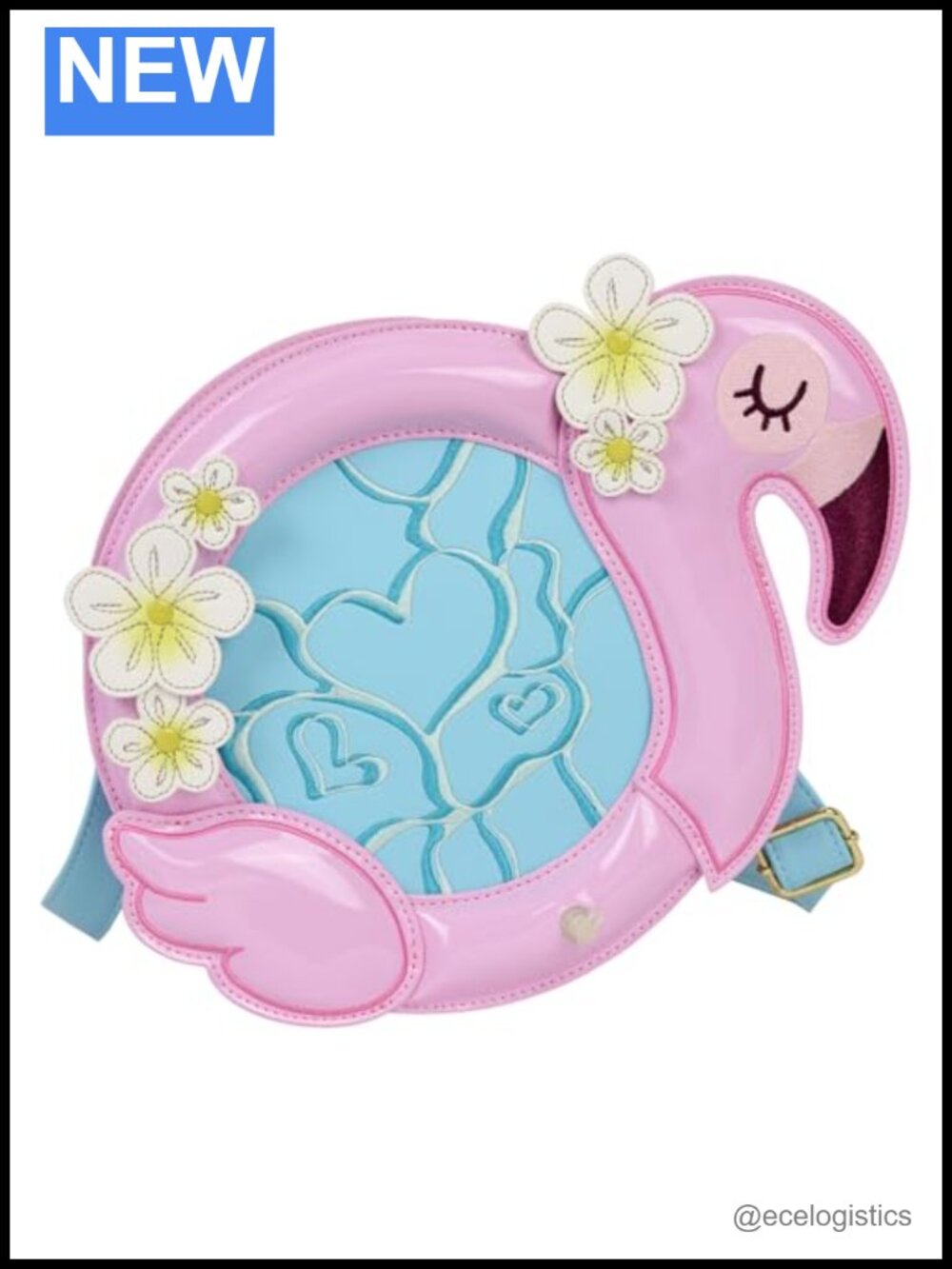 Faux Leather Flamingo Crossbody Bag with Detachable Coin Pouch